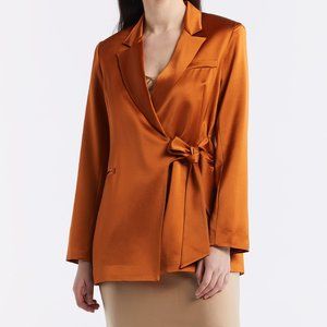 NWT Lattelier Tie-Waist Satin Blazer Size L